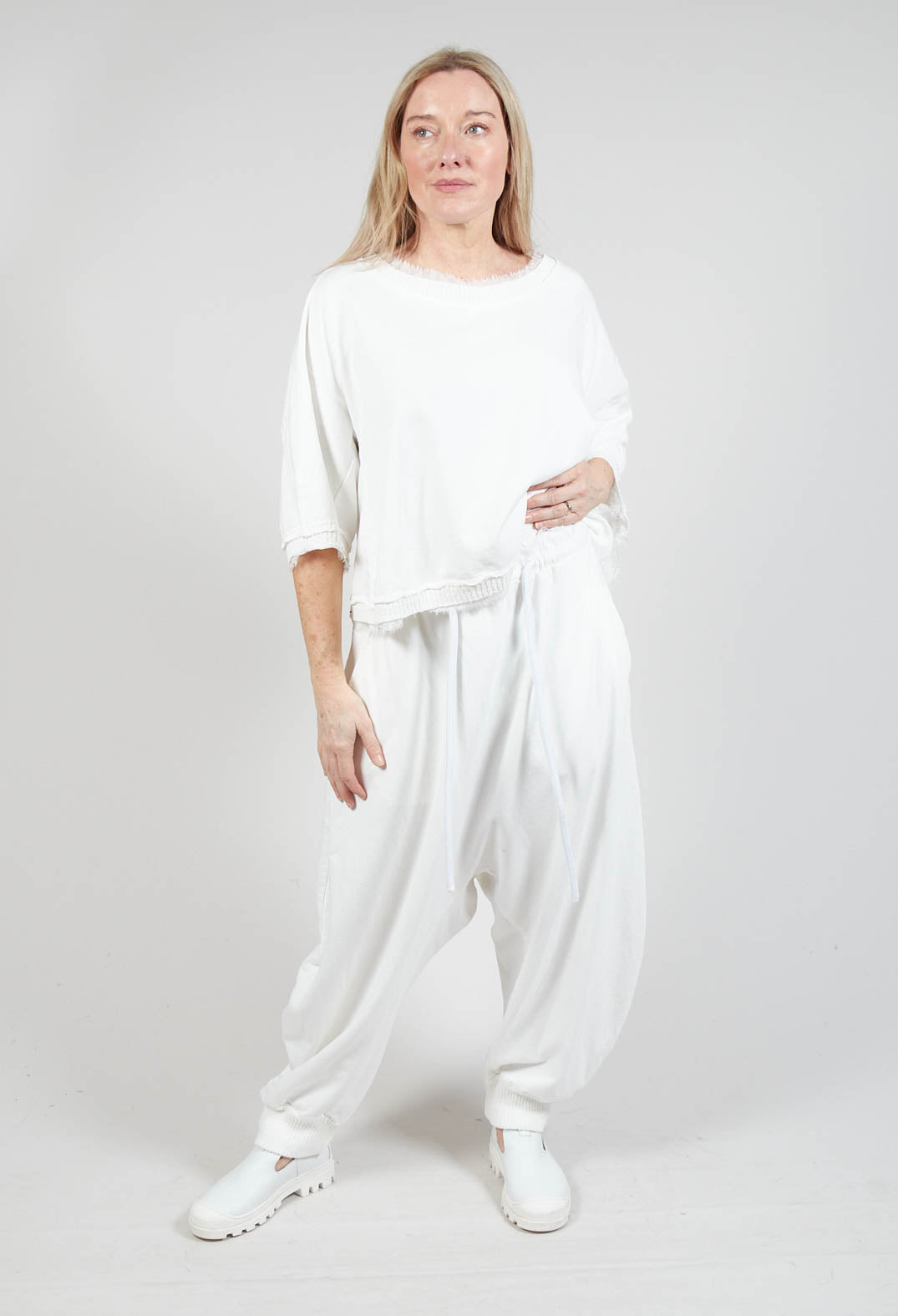 Relaxed Cotton Trousers in Starwhite