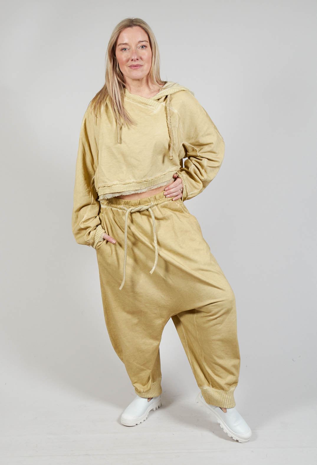 Relaxed Cotton Trousers in Wax Cloud