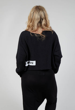 Relaxed Cropped Jumper in Black Print