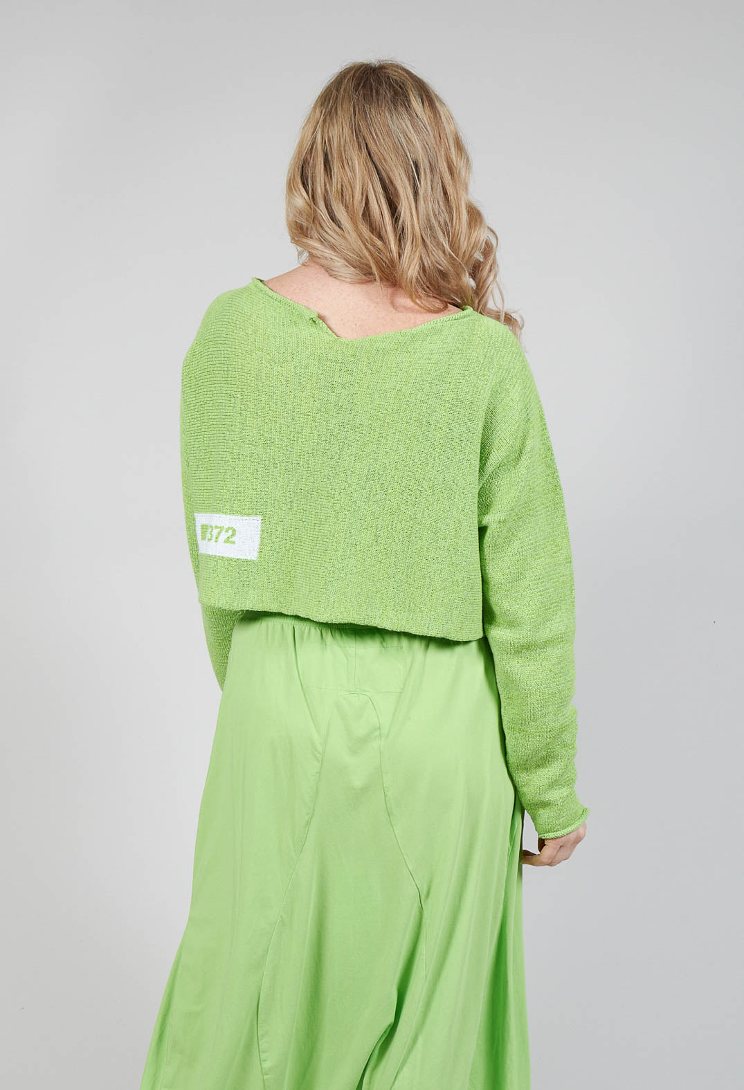 Relaxed Cropped Jumper in Lime Print