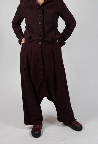 Relaxed Drop Crotch Trousers in Merlot Check