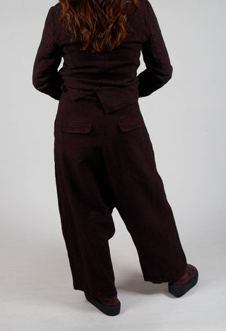 Relaxed Drop Crotch Trousers in Merlot Check