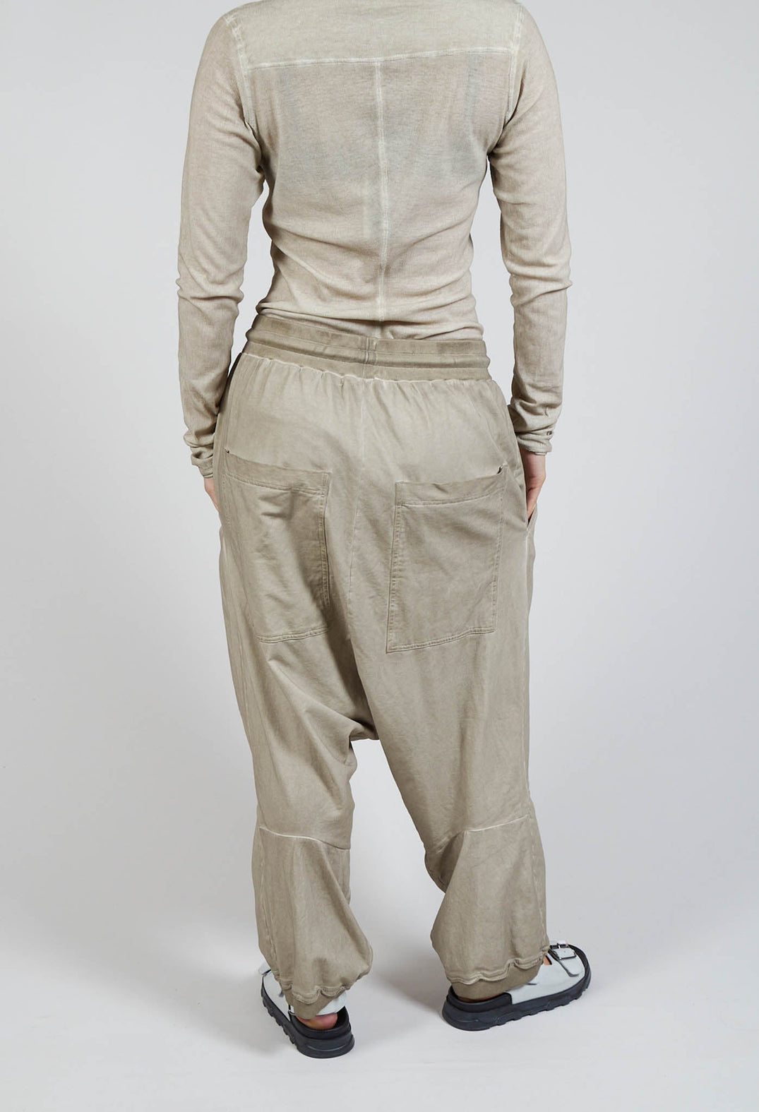 Relaxed Drop-Crotch Trousers in Straw Cloud