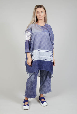 Relaxed Fit Cotton Top in Azur Print