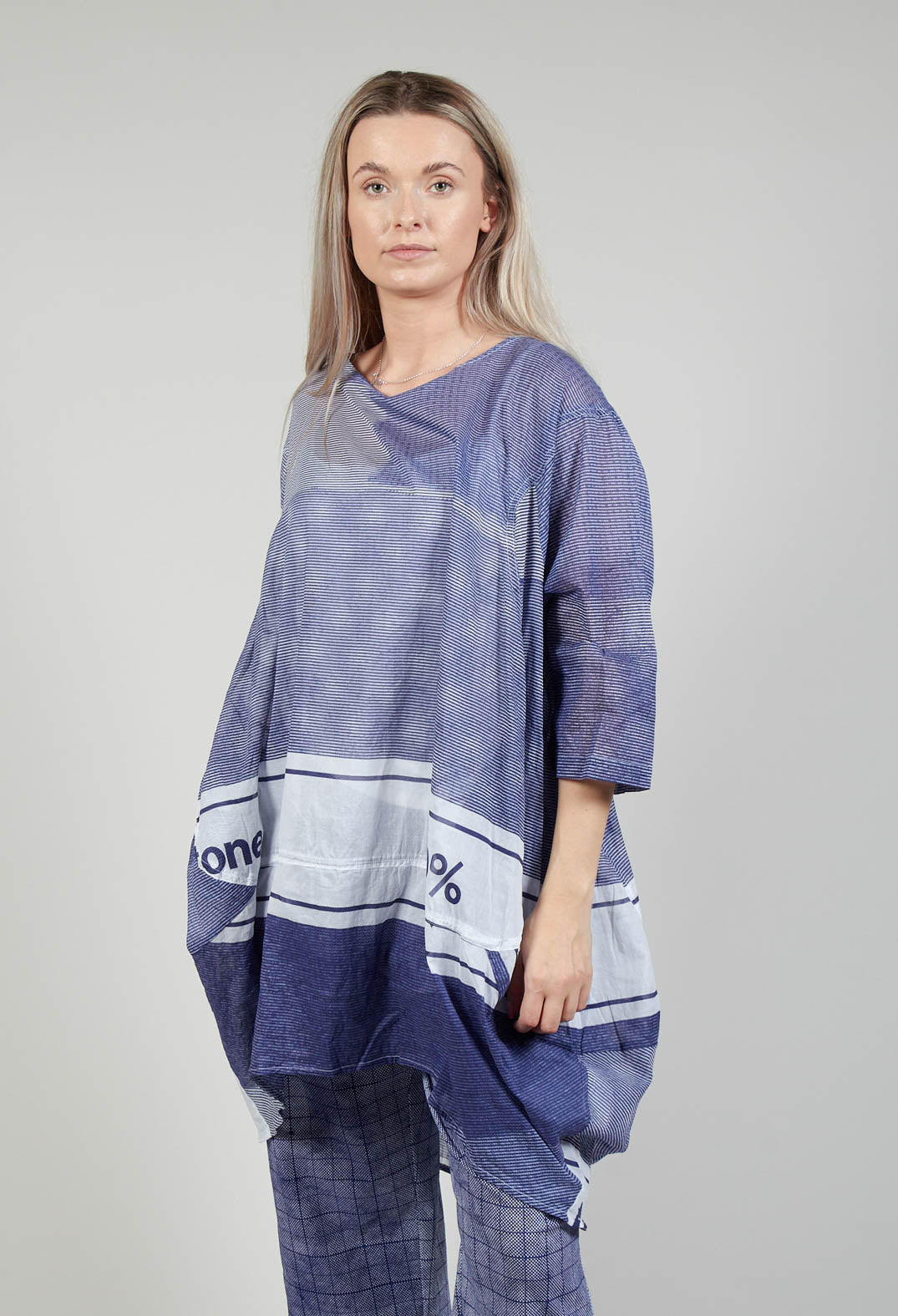 Relaxed Fit Cotton Top in Azur Print