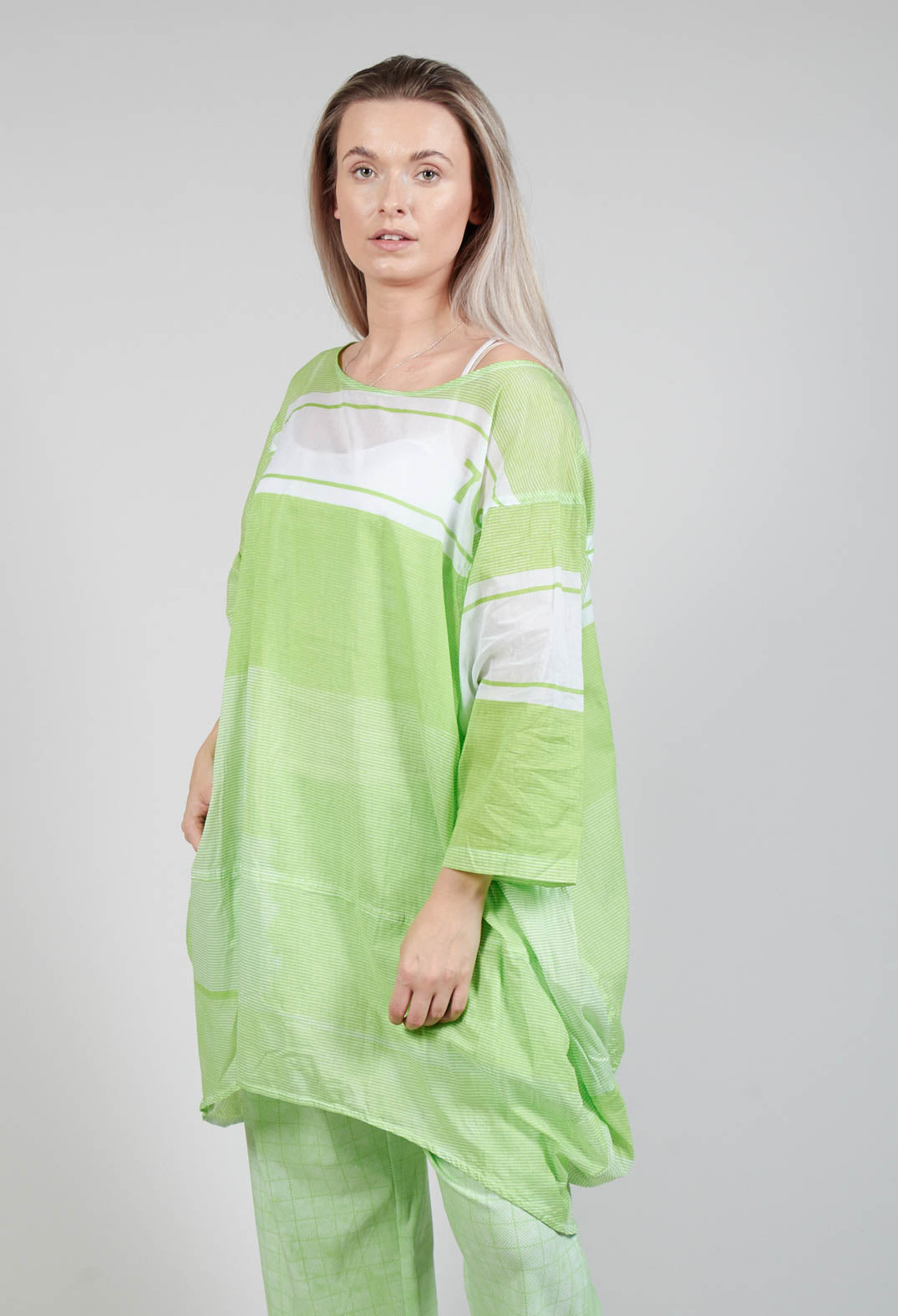 Relaxed Fit Cotton Top in Lime Print