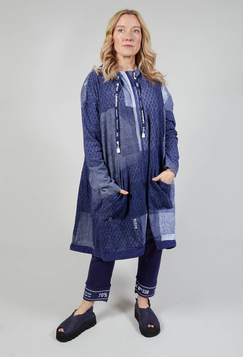 Relaxed Fit Hooded Coat in Azur Print