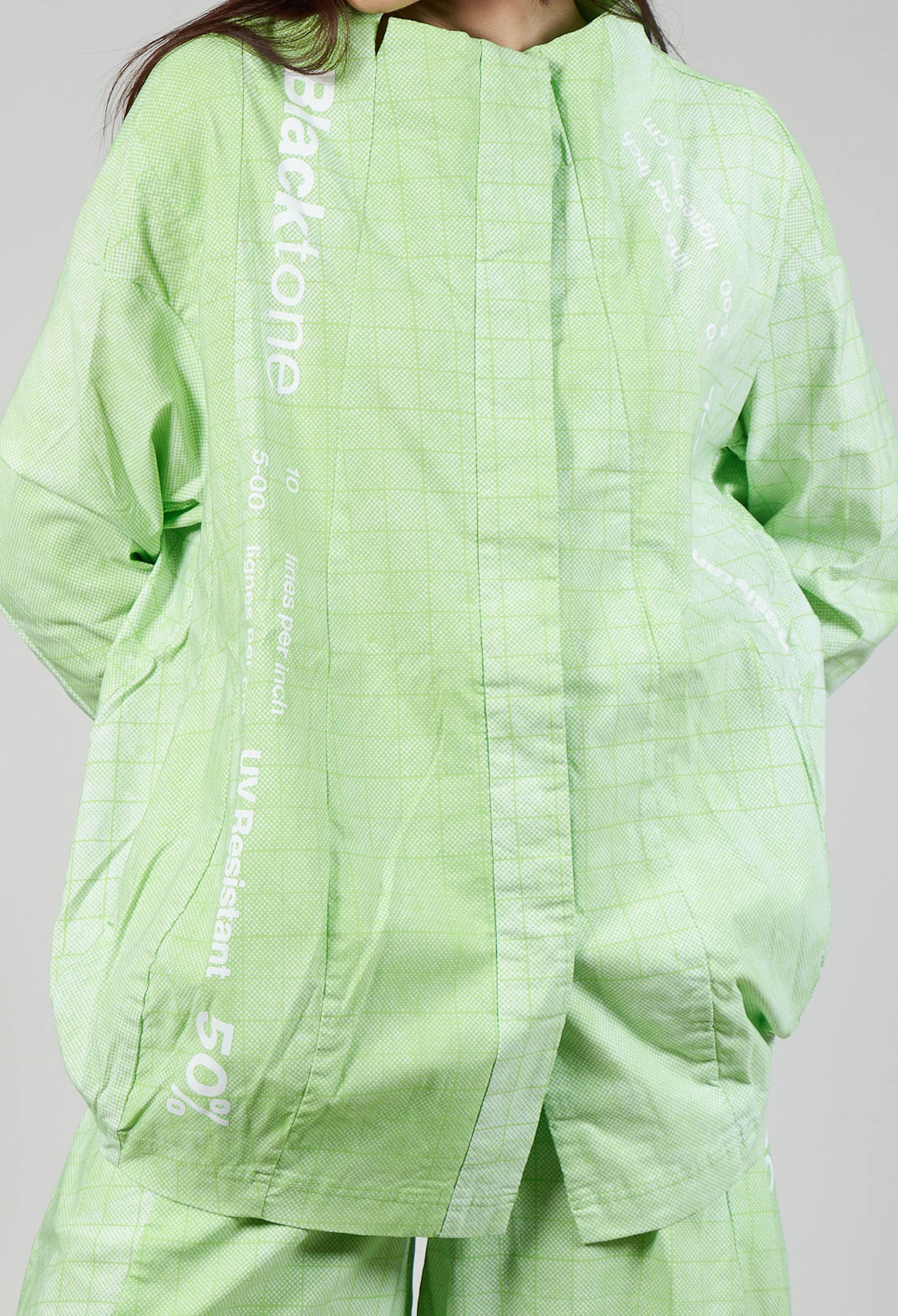Relaxed Fit Jacket in Placed Lime Print