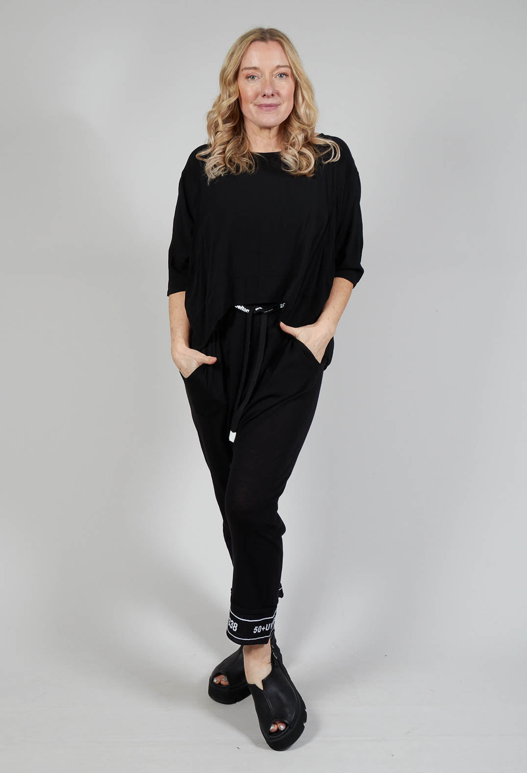 Relaxed Fit Jersey Top in Black