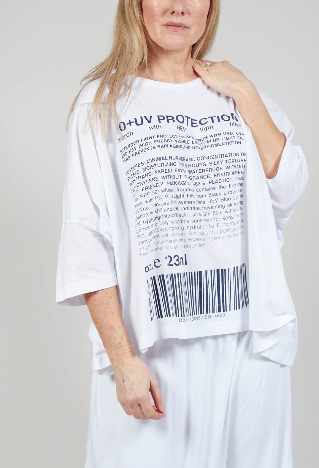 Relaxed Fit Jersey Top with Motif in Azur Print
