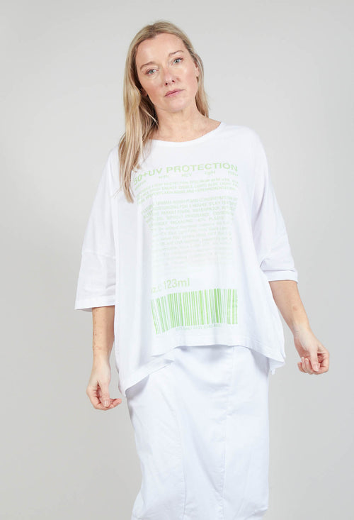 Relaxed Fit Jersey Top with Motif in Lime Print