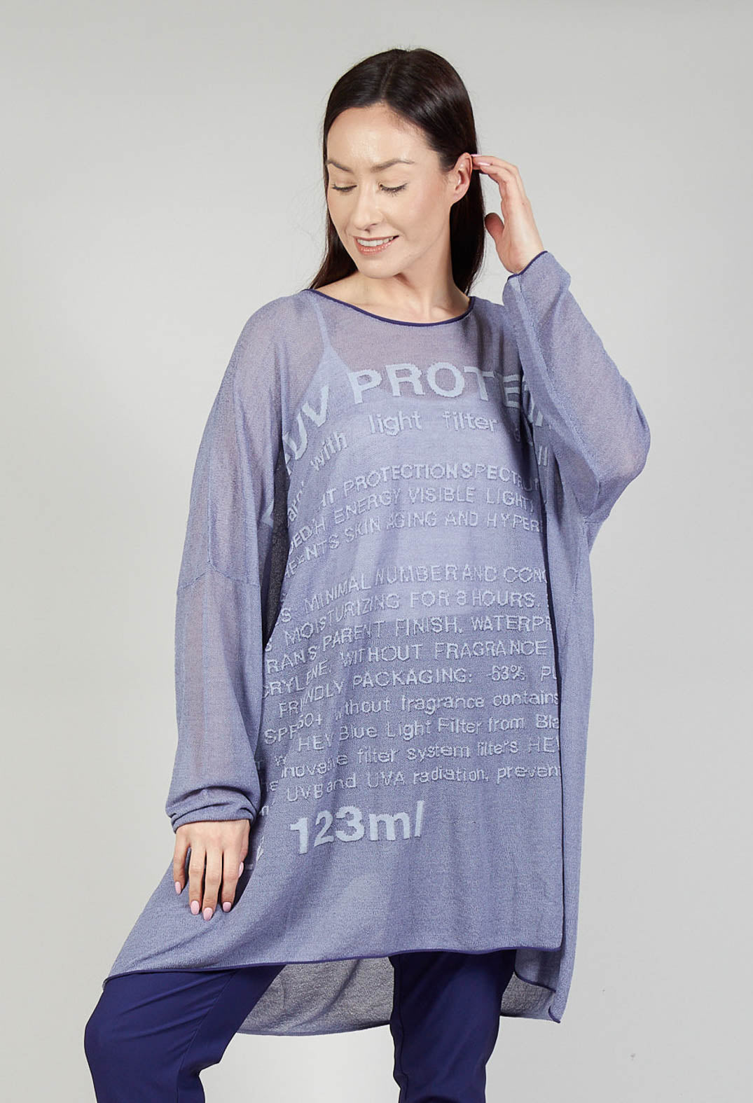 Relaxed Fit Jumper Dress with Motif in Azur Jacquard