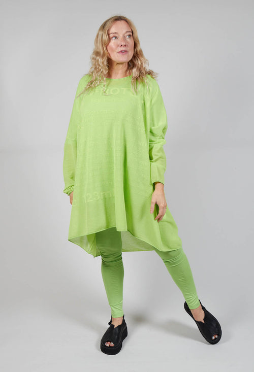 Relaxed Fit Jumper Dress with Motif in Lime Jacquard
