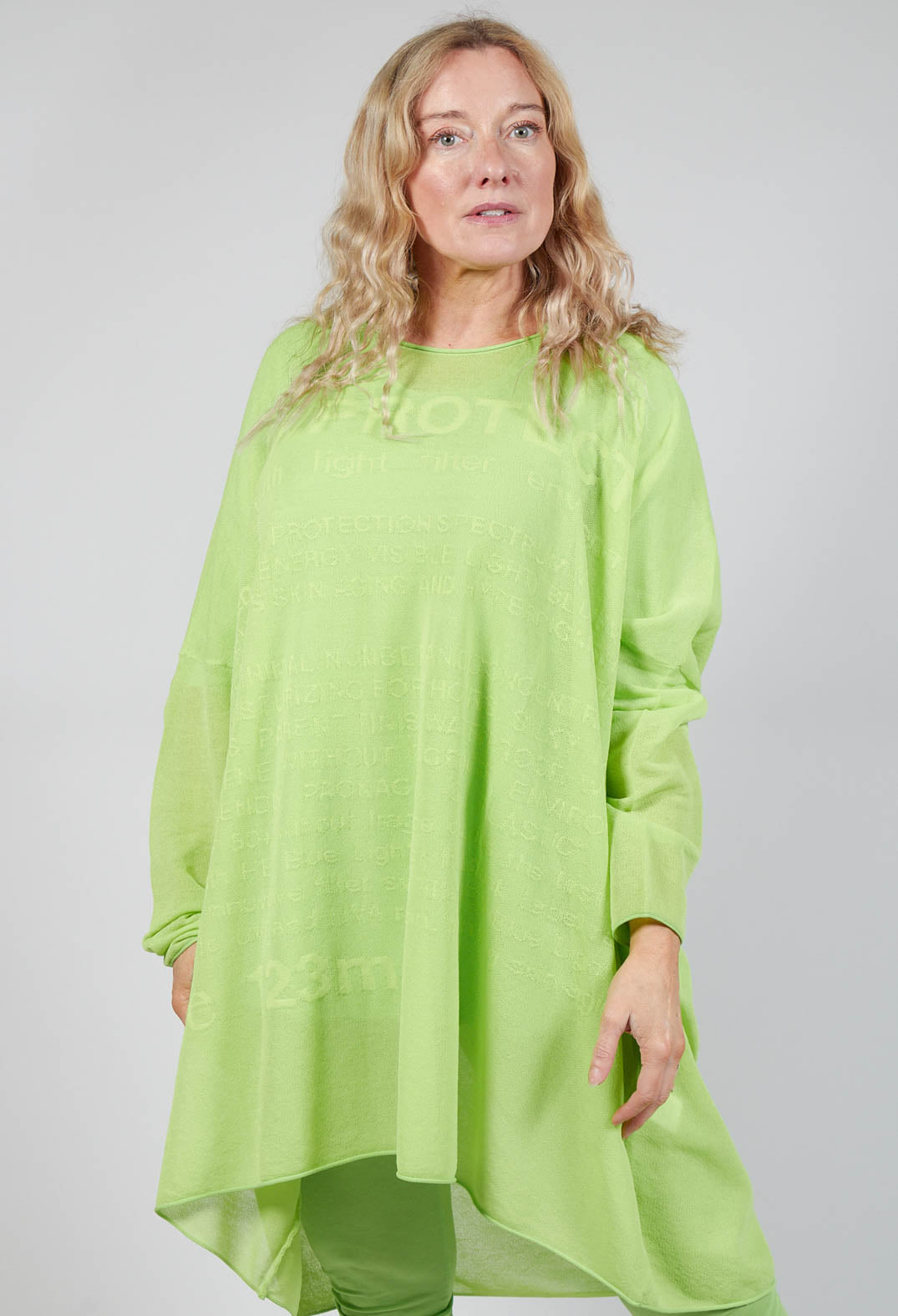 Relaxed Fit Jumper Dress with Motif in Lime Jacquard