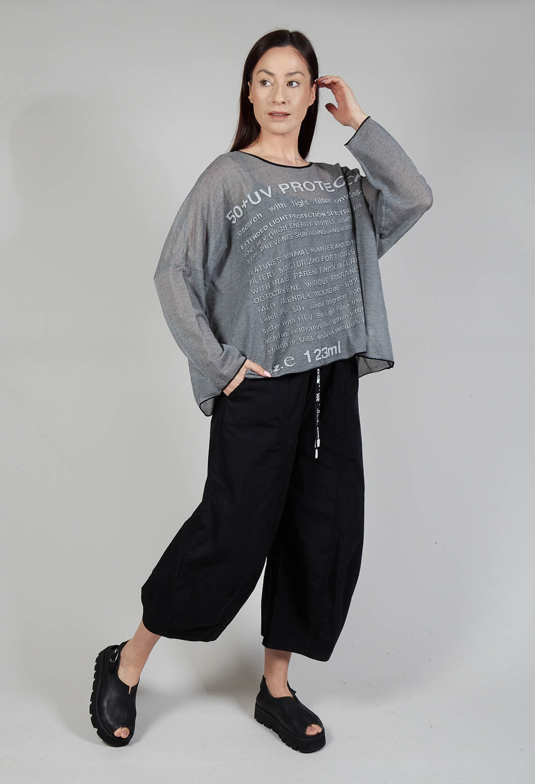Relaxed Fit Jumper with Motif in Black Jacquard