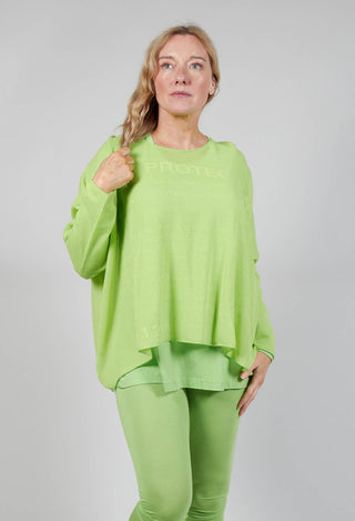 Relaxed Fit Jumper with Motif in Lime Jacquard