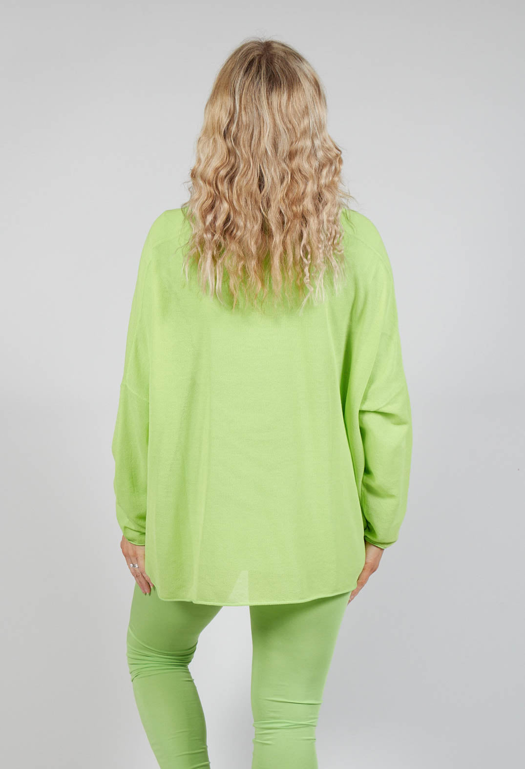 Relaxed Fit Jumper with Motif in Lime Jacquard