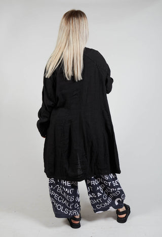 Relaxed Fit Linen Coat in Black