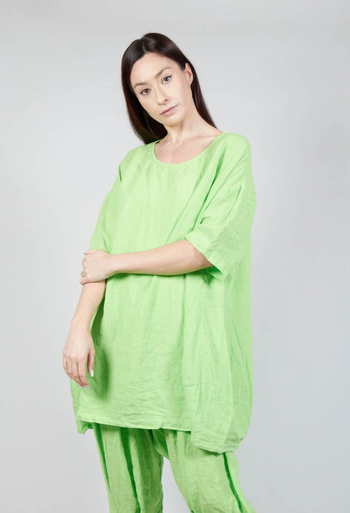 Relaxed Fit Linen Top in Lime