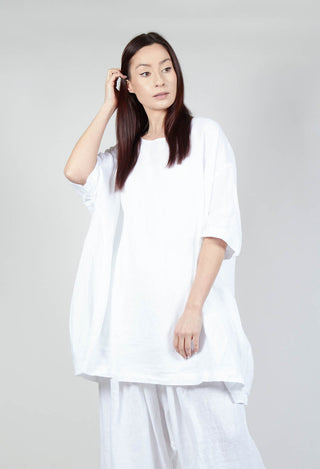 Relaxed Fit Linen Top in White