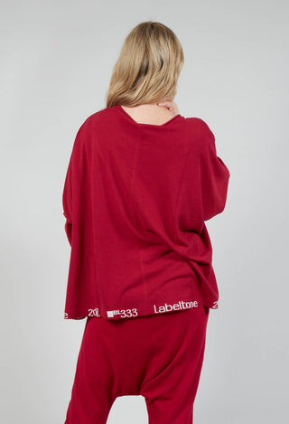 Relaxed Fit Long Sleeve Top in Chili Jacquard
