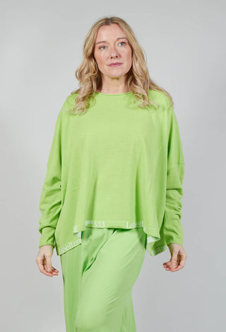 Relaxed Fit Long Sleeve Top in Lime Jacquard