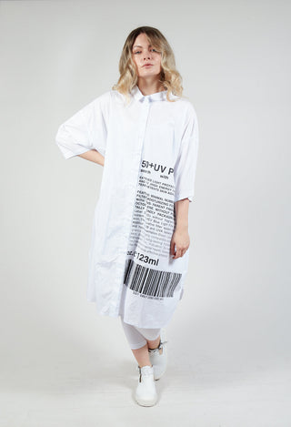 Relaxed Fit Shirt Dress with Lettering Motif in White Print