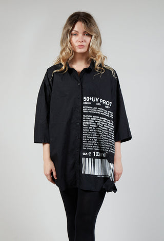 Relaxed Fit Shirt with Lettering Motif in Black Print