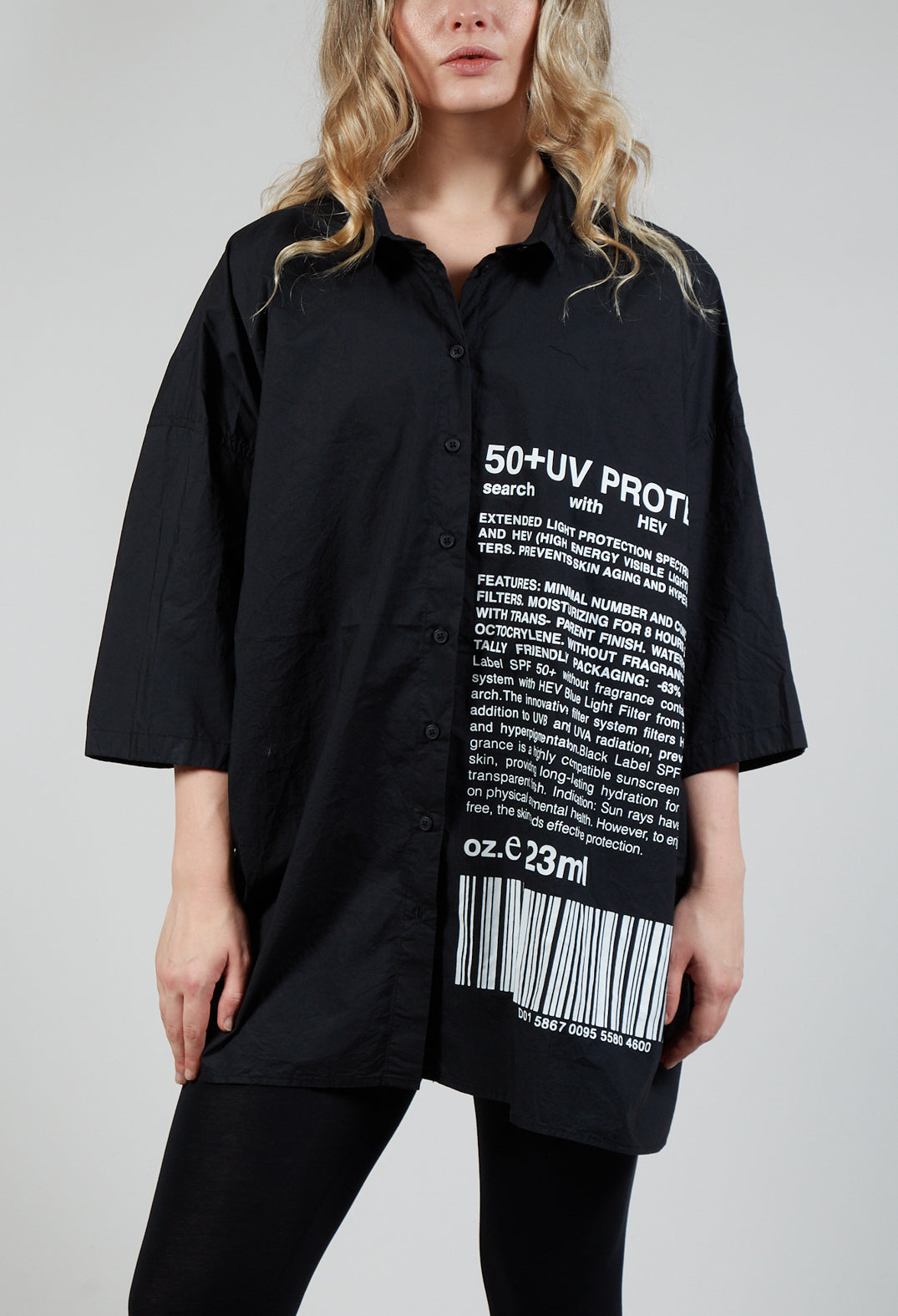 Relaxed Fit Shirt with Lettering Motif in Black Print