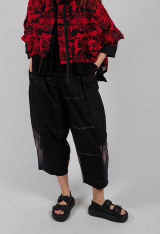 Relaxed Fit Trousers in Black and White Print