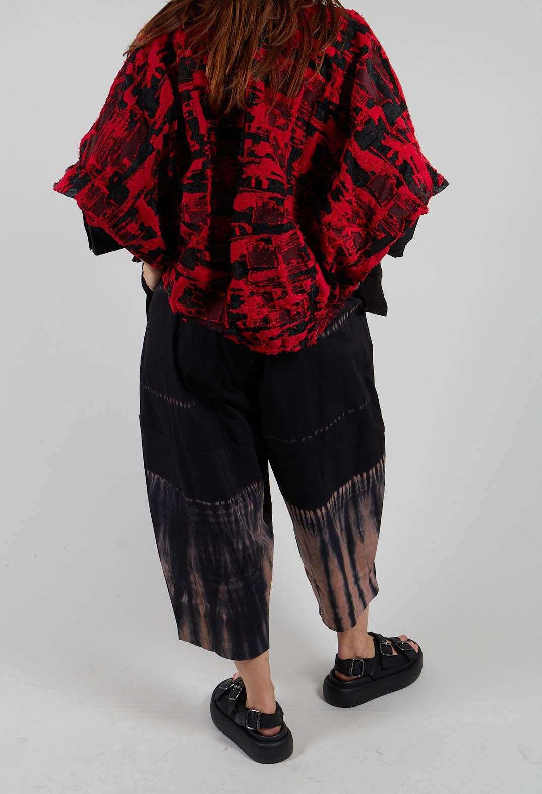 Relaxed Fit Trousers in Black and White Print