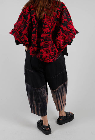 Relaxed Fit Trousers in Black and White Print