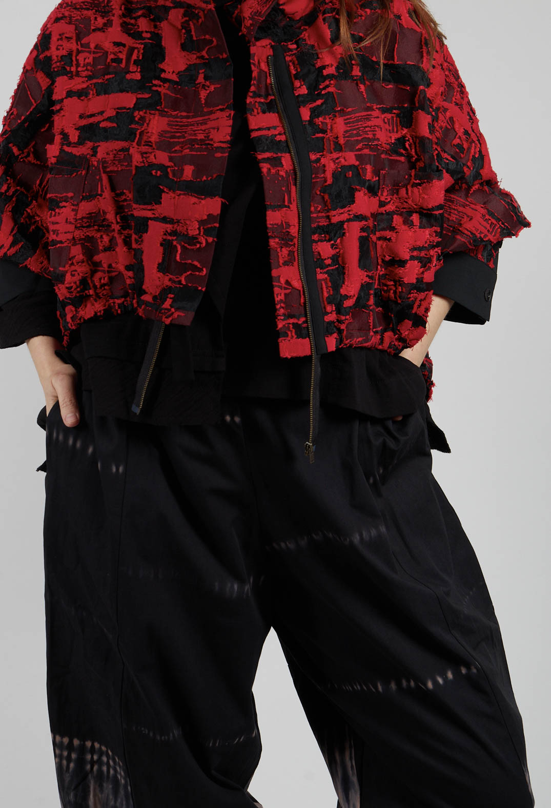 Relaxed Fit Trousers in Black and White Print