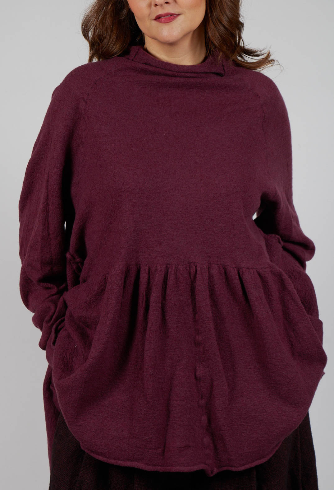 Relaxed Pleat Jumper in Merlot