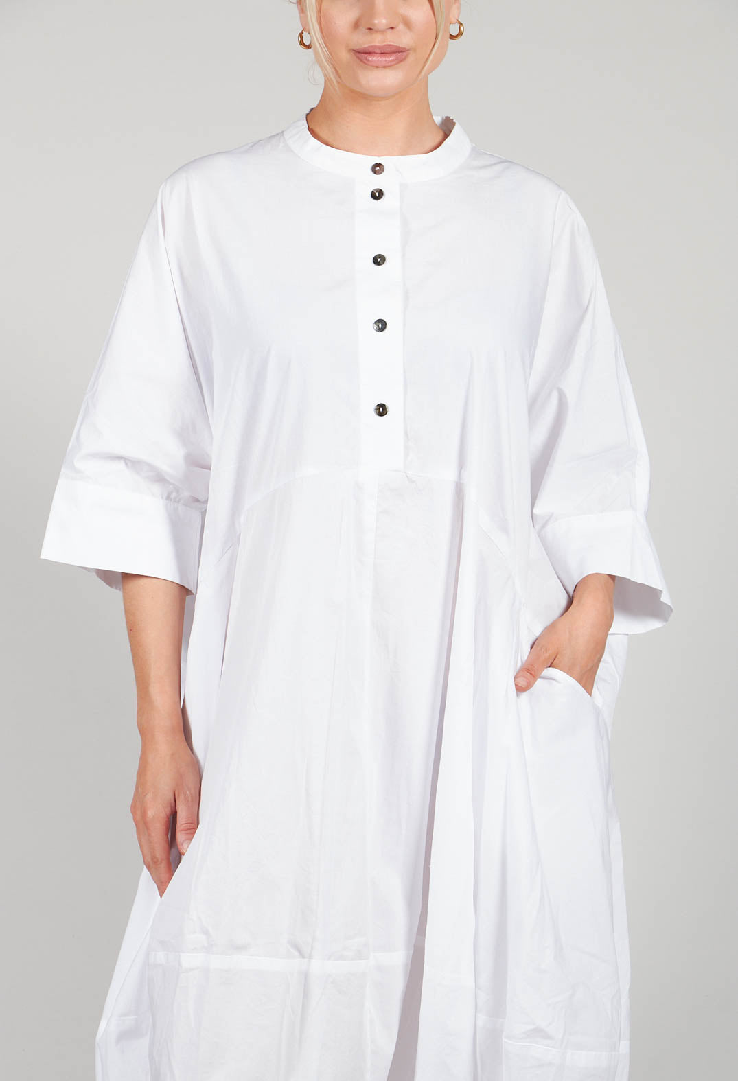 Relaxed Shirt Dress in White