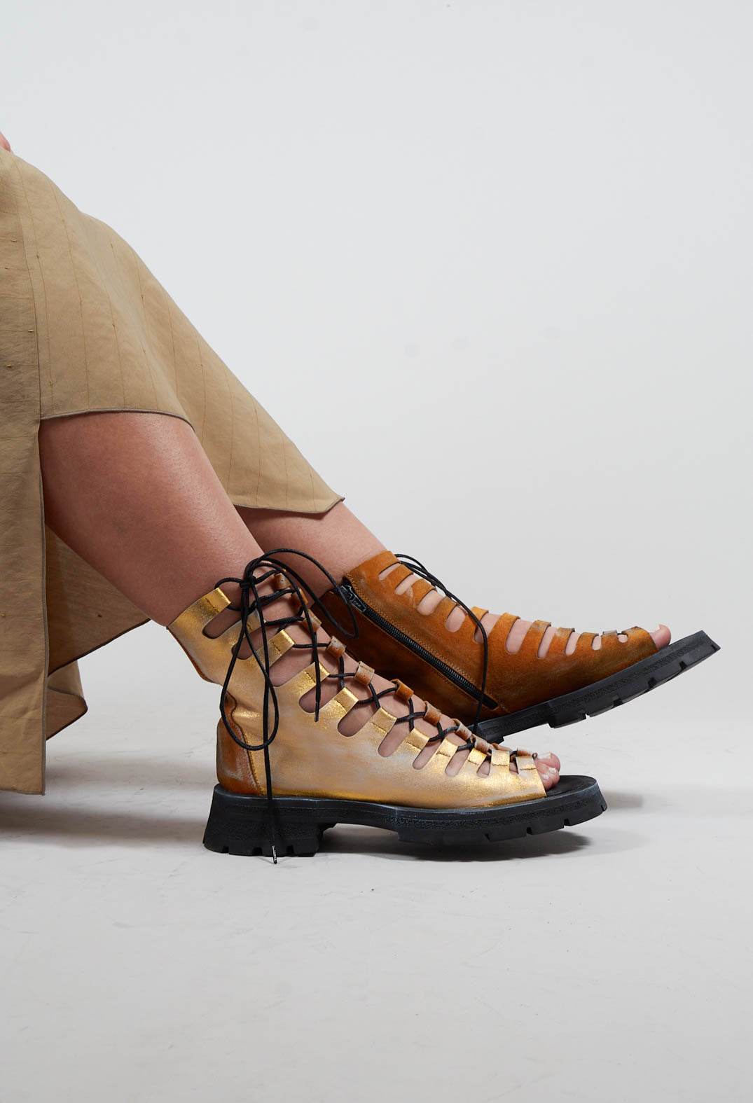 Reni Boot Style Sandals in Yellow