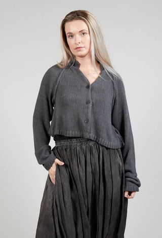 Ribbed Cardigan in Coal Cloud