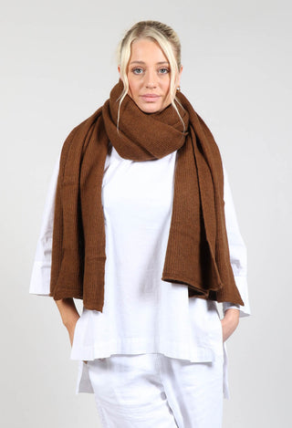Ribbed Knit Scarf in Brick Faux