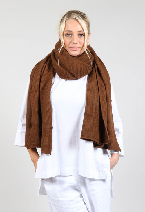 Ribbed Knit Scarf in Brick Faux