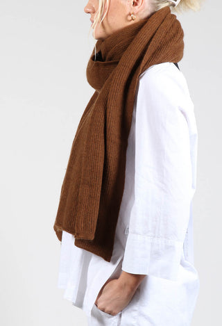 Ribbed Knit Scarf in Brick Faux