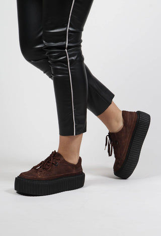 Ribbed Platform Shoes in Kaffee