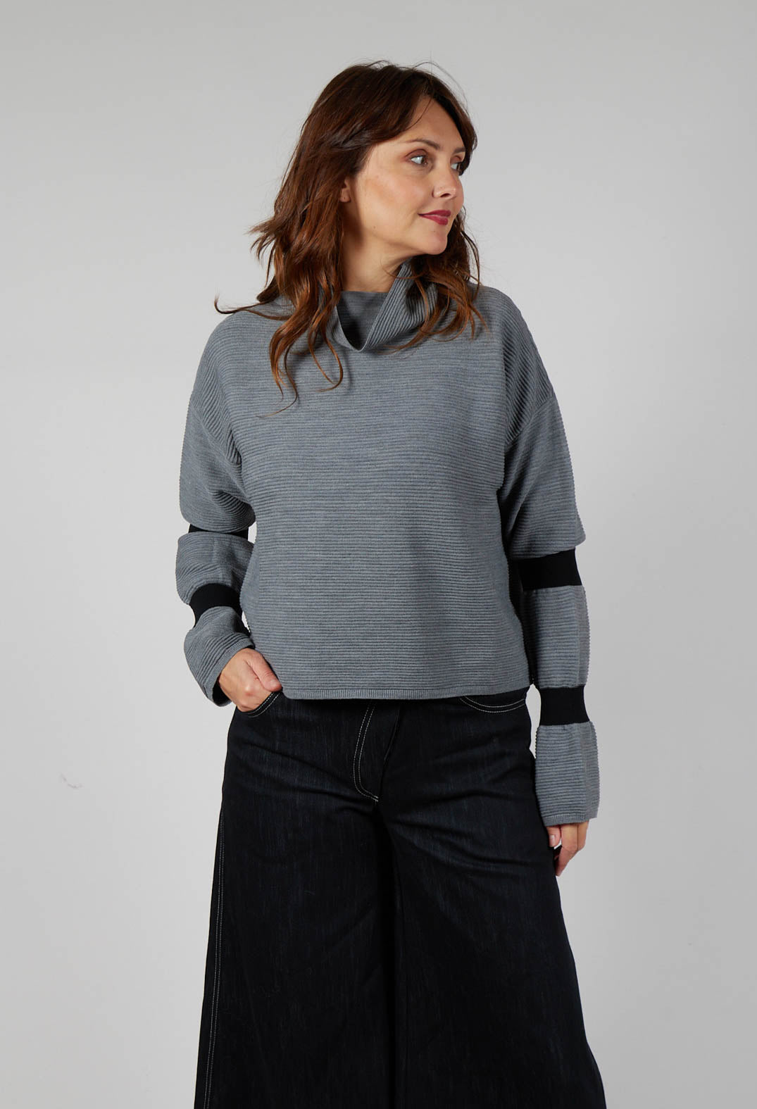 Ribbed Sweater in Steel Grey