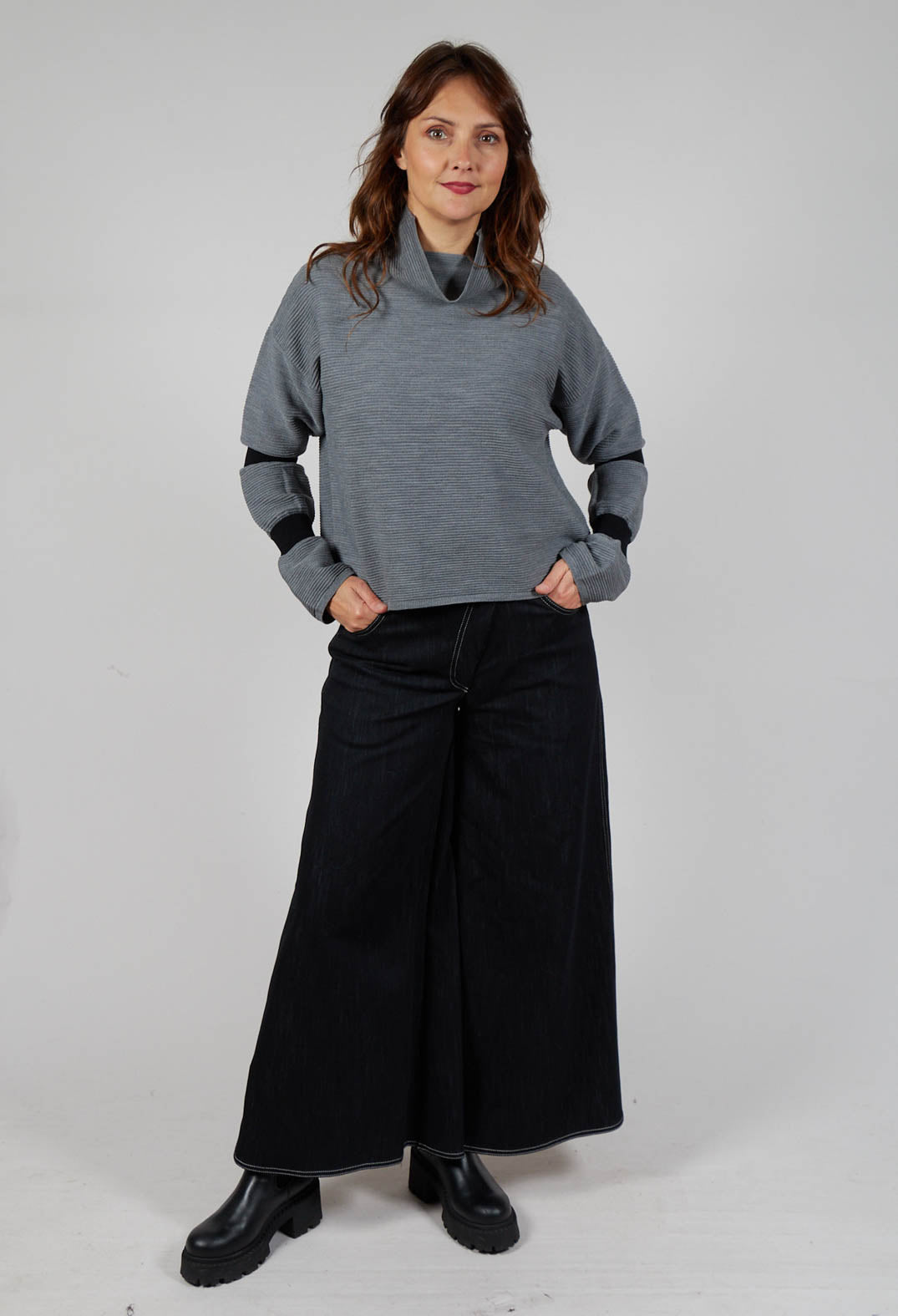 Ribbed Sweater in Steel Grey