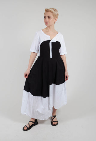 Riko Dress in White with Black