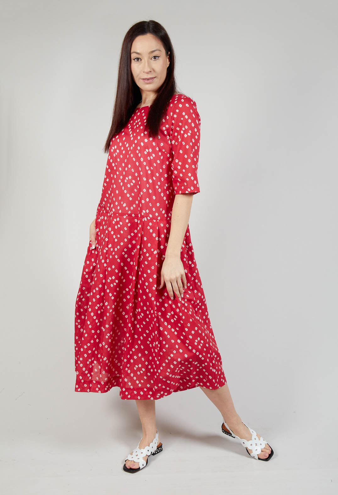 Rombo Patterned Dress in Rosso