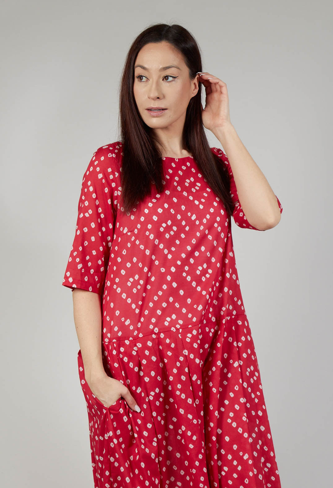 Rombo Patterned Dress in Rosso