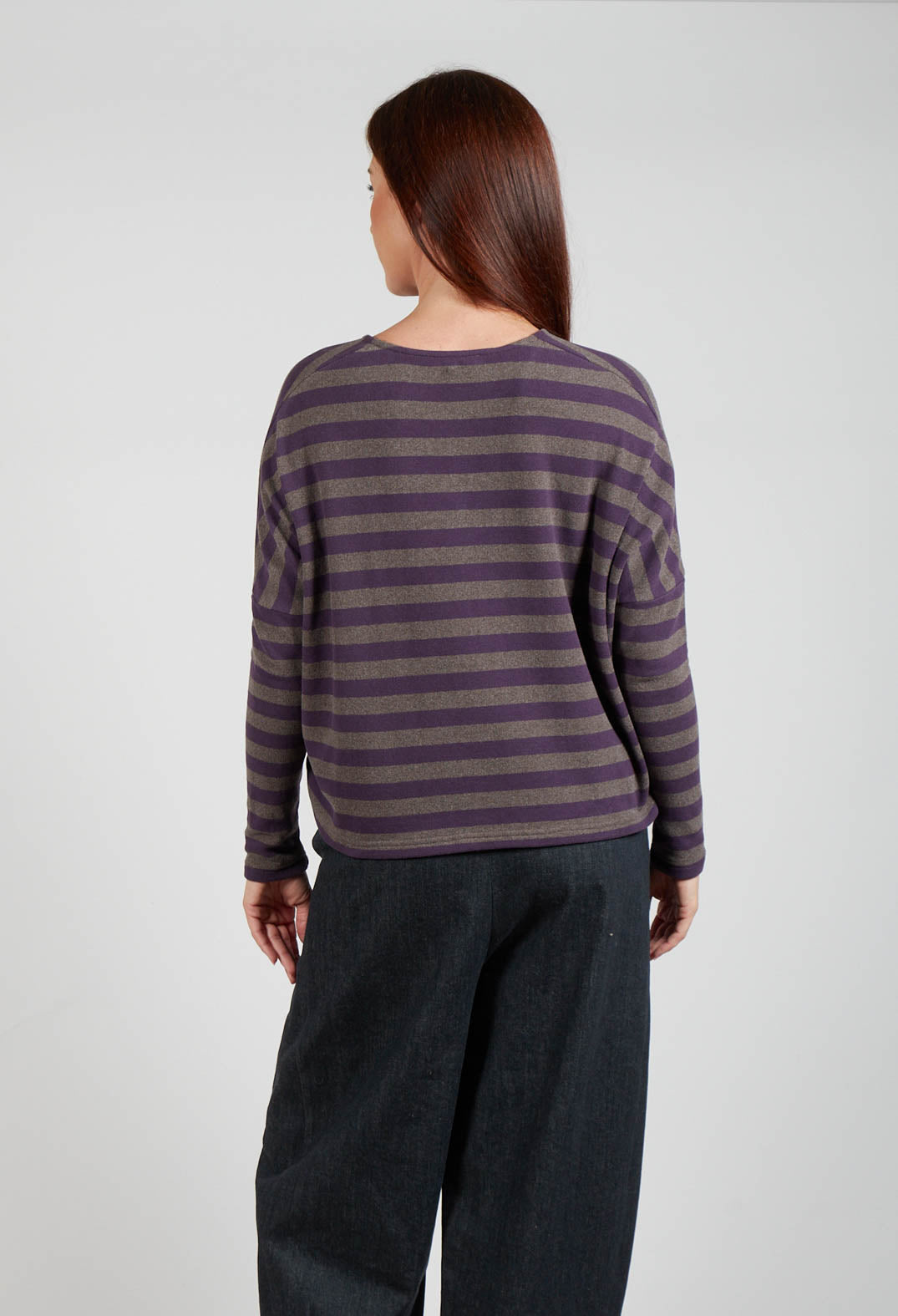 Round Neck Cardigan in Purple