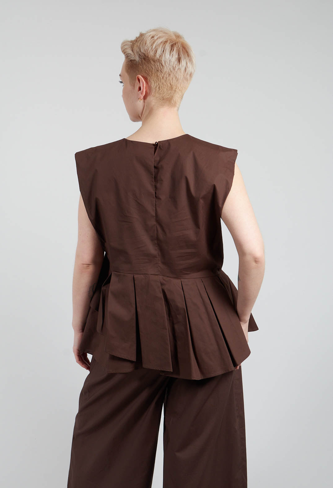 Round Neck Peplum Top in Licorice
