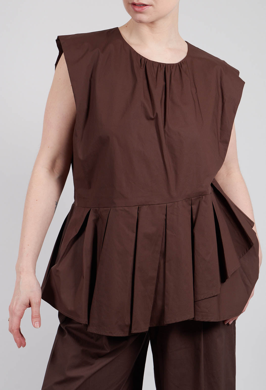 Round Neck Peplum Top in Licorice