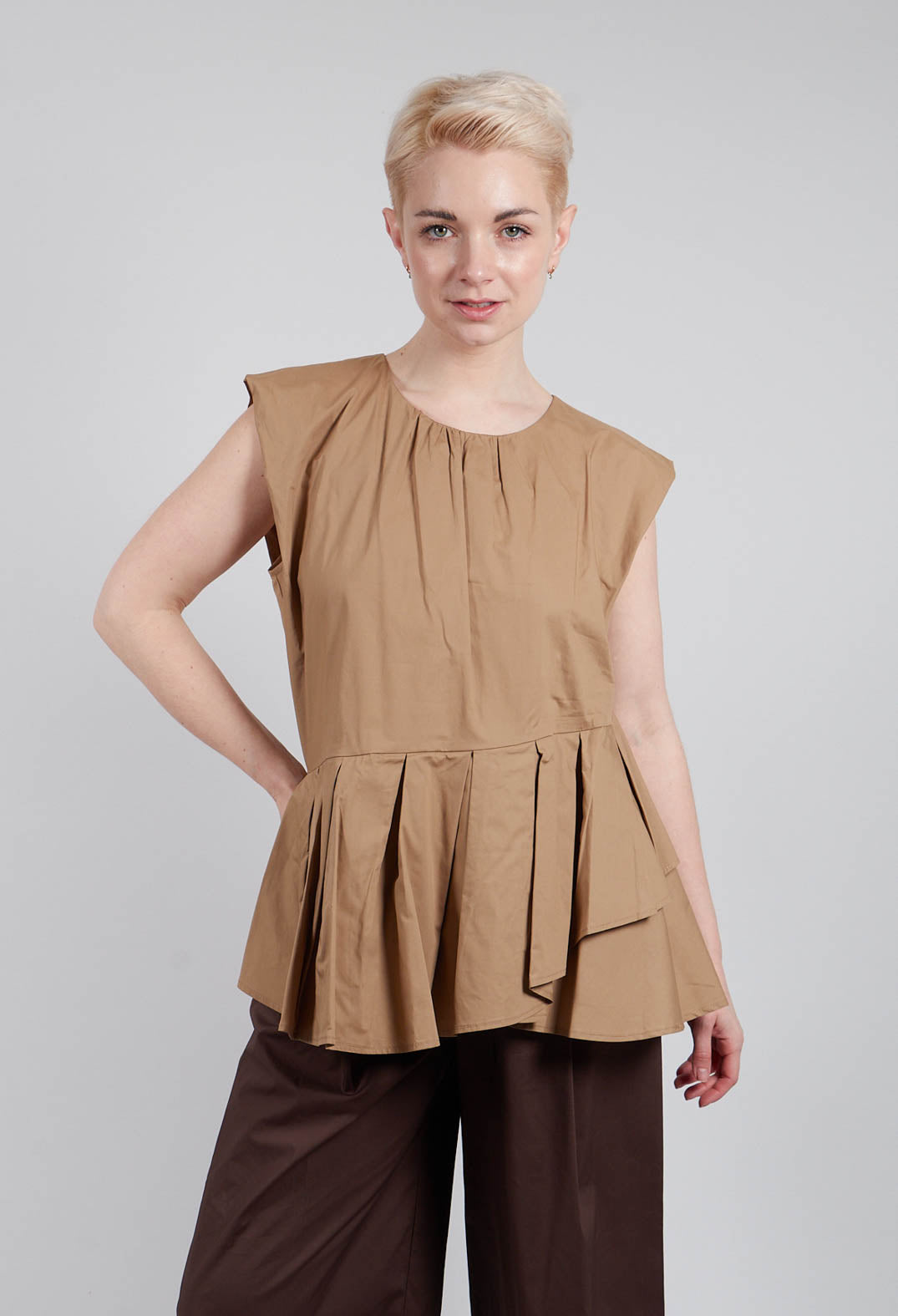 Round Neck Peplum Top in Sudan